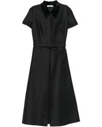 Fendi - Velvet-Collar Belted Midi Dress - Lyst