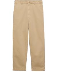 Prada - Cotton Gabardine Flat-Front Pants - Lyst