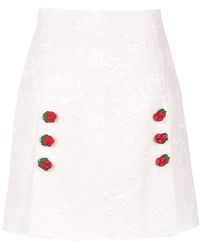 Dolce & Gabbana Geblümter A-Linien-Rock - Weiß