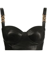 Versace - Medusa Lambskin Leather Bralette Top - Lyst