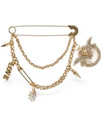 Pinko - Love Birds Chain-Link Brooch - Lyst