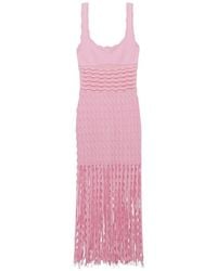 Jonathan Simkhai - Brionne Fringed-Hem Dress Midi - Lyst
