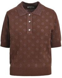 Essentiel Antwerp - Polka-Dot Rhinestone-Button Polo Top - Lyst