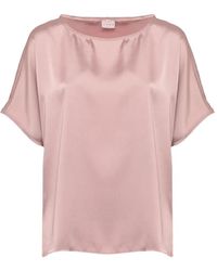 Emme - Satin-Finish Short-Sleeved Blouse - Lyst