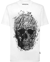 Philipp Plein - Skull Coursive Verfraaid T-Shirt - Lyst