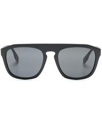Burberry - Logo-stripes Square-frame Sunglasses - Lyst