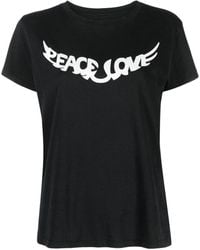 Zadig & Voltaire - T-shirt en coton Walk Peace & Love - Lyst