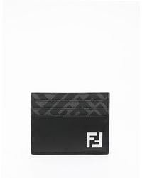 Fendi - Portacarte con placca logo FF in pelle - Lyst