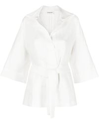 P.A.R.O.S.H. - Belted Linen Blouse - Lyst