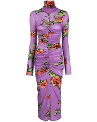 Philosophy Di Lorenzo Serafini - Ruched Floral-Print Tulle Dress - Lyst