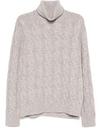 Eleventy - Turtleneck Cable-Knit Sweater - Lyst
