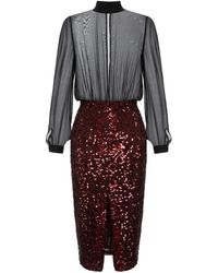 Elisabetta Franchi - Sequin-Embellished Georgette Midi Dress - Lyst
