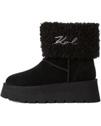 Karl Lagerfeld - Platform Shearling-Cuff Ankle Boots - Lyst