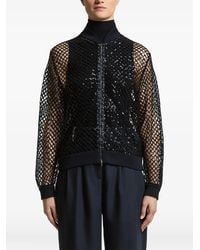 Peserico - Sequin-Embellished Fishnet Bomber Jacket - Lyst