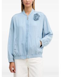 Blugirl Blumarine - Floral-Appliqué Denim Jacket - Lyst