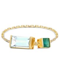 Yi Collection - 18K Aquamarine And Emerald Chain Ring - Lyst