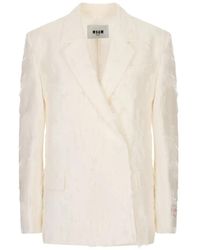 MSGM - Frayed Double-Breasted Jacket - Lyst