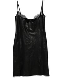 Blumarine - Minikleid Aus Leder Mit Spitzenbesatz - Lyst