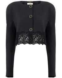 Chloé - Cardigan Crop À Détails De Dentelle - Lyst