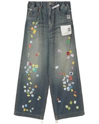 Maison Mihara Yasuhiro - Price Tag Sticker-Printed Wide Denim Pants - Lyst