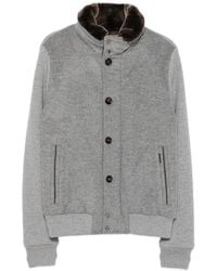 Moorer - Faux-Fur Collar Panelled Bomber Jacket - Lyst