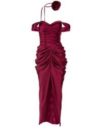 Ana Radu - Drapiertes Kleid mit Rosenverzierung - Lyst