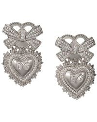 Dolce & Gabbana - 18kt White Gold Devotion Diamond Sacred Heart Earrings - Lyst