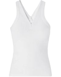 Pinko - Rib-Knit Tank Top With V-Neck And Logo - Lyst