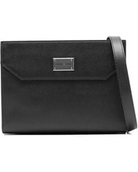 Emporio Armani - Logo-Plaque Leather Messenger Bag - Lyst
