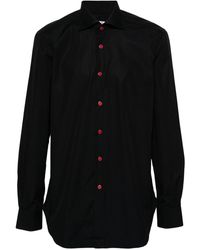 Kiton - Popeline Overhemd Met Gegraveerd Logo - Lyst