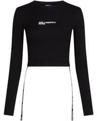 KARL LAGERFELD - Long-Sleeved Ribbed T-Shirt - Lyst
