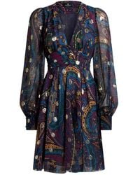 Etro - Paisley-Print V-Neck Mini Day Dress - Lyst
