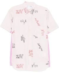 Comme des Garçons - Chemise En Coton À Slogan Imprimé - Lyst