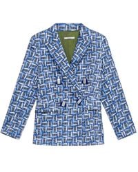 Maliparmi - Geometric-Print Double-Breasted Blazer - Lyst