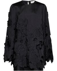 Costarellos - Floral-Embroidered Scalloped-Hem Mini Dress - Lyst