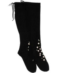 Prada - Chaussettes À Broderies Hauteur Genou En Coton - Lyst