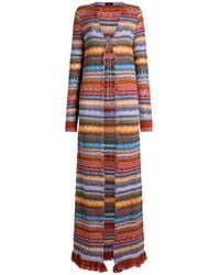 Etro - Openwork Striped Cotton Long Cardigan - Lyst