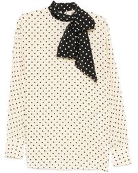 Valentino Garavani - Polka-Dot Pussy-Bow Blouse - Lyst