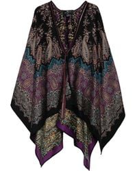 Etro - Paisley-Print Tasselled Poncho - Lyst
