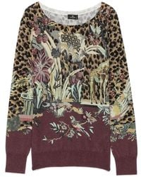 Etro - Leopard-Print Floral-Pattern Sweater - Lyst