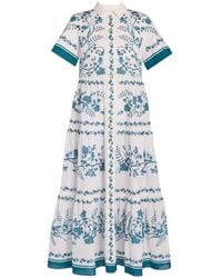Erdem - Botanical-Print Tiered Maxi Shirt-Dress - Lyst