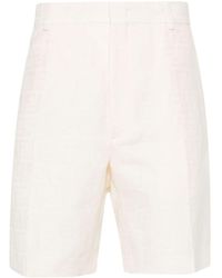 Fendi - Bermuda pantaloni corti in cotone e lino ff - Lyst
