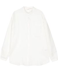 Isabel Benenato - Band-collar Linen Shirt - Lyst