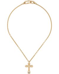 UNIFORM OBJECT - 18Kt Gelbgoldhalskette Mit Diamant-Kreuzanhänger - Lyst