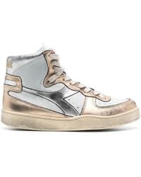 Diadora - Mi Basket Metallic-Effect Sneakers - Lyst
