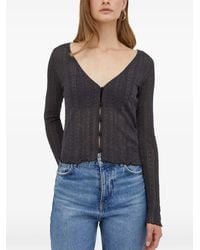 Guess - V-Neck Pointelle-Knit Cardigan - Lyst