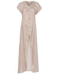 Dolci Follie - Pinstriped Linen Maxi Cover-Up - Lyst