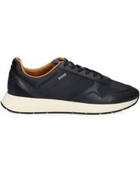 BOSS - Leather-Panelled Mesh Sneakers - Lyst