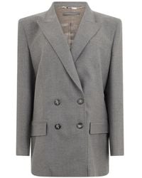 Alberta Ferretti - Double-Breasted Structured-Shoulder Blazer - Lyst