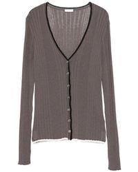 Roberto Collina - V-Neck Ribbed Cardigan - Lyst